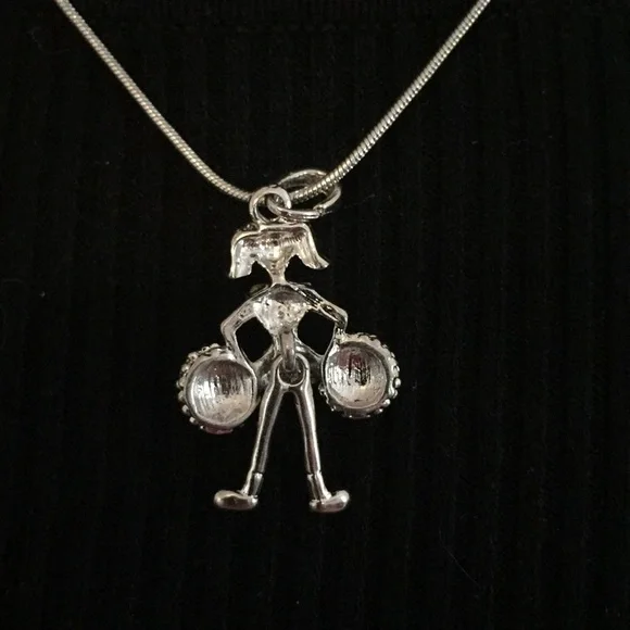 Vintage Silver Tone Cheerleader Necklace - Picture 4 of 5